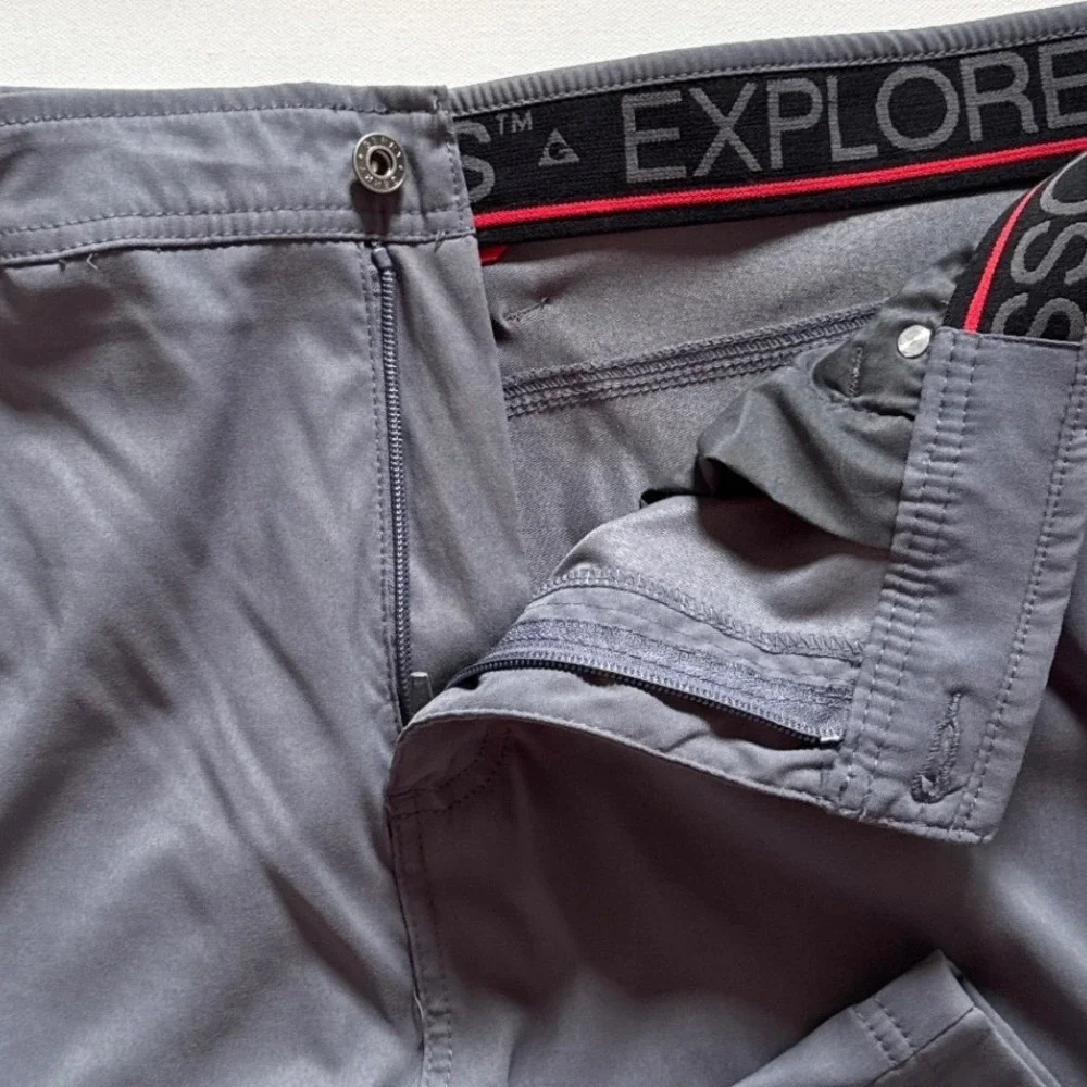 Gerry Mens Grey Outdoor Tech Stretch Hiking Utility Pants 40x30 Side Pocket
